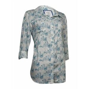 Style & Co Women's Building Print Button Down Pleat Blouse PXL Downtown Ditz NWT